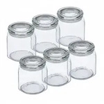 Relaxdays Vorratsgl&auml;ser mit Deckel, 6er Set, Glas, 1,3 l, achteckige Vorratsdosen,
