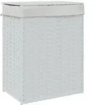 vidaXL W&auml;schekorb mit Deckel Wei&szlig; 46x33x60 cm Poly Rattan