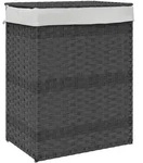 vidaXL W&auml;schekorb mit Deckel Grau 46x33x60 cm Poly Rattan