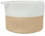 vidaXL W&auml;schekorb Beige und Wei&szlig; &Oslash;55x36 cm Baumwolle