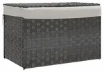 vidaXL W&auml;schekorb mit Deckel Grau 55,5x35x34 cm Poly Rattan