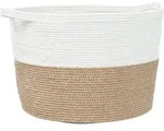 vidaXL W&auml;schekorb Braun und Wei&szlig; &Oslash;60x36 cm Baumwolle