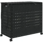 vidaXL W&auml;schekorb mit Rollen Schwarz 66x35x60 cm Rattan