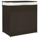 vidaXL W&auml;schekorb mit 2 F&auml;chern Dunkelbraun 53x35x57 cm Poly Rattan