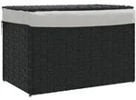 vidaXL W&auml;schekorb mit Deckel Schwarz 55,5x35x34 cm Poly Rattan