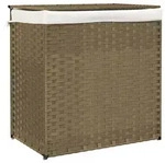 vidaXL W&auml;schekorb mit 2 F&auml;chern 53x35x57 cm Poly Rattan