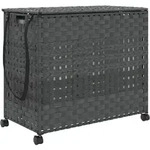 vidaXL W&auml;schekorb mit Rollen Grau 66x35x60 cm Rattan