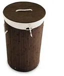 Relaxdays W&auml;schekorb Bambus, faltbare W&auml;schetonne mit Deckel, Volumen 70 l,