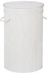 Relaxdays W&auml;schekorb Bambus, runder W&auml;schesammler mit Klappdeckel, 65 l, faltbare