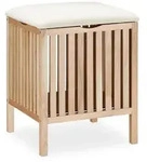 Relaxdays W&auml;schekorb mit Sitz, Badhocker mit Stauraum, 40 l W&auml;schesammler,