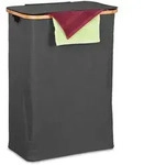 Relaxdays W&auml;schekorb mit Deckel, 105 l, W&auml;schesammler, Bambus & Polyester, faltbar,