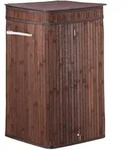 Relaxdays W&auml;schekorb Bambus, faltbar & tragbar, XL 70l mit Deckel, eckiger
