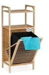 Relaxdays Badregal mit W&auml;schekorb, 2 Ablagen, HBT: 95 x 40 x 30 cm, W&auml;schesammler