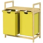 ML-Design W&auml;schekorb mit zwei ausziehbaren W&auml;sches&auml;cken Gelb 2x30 Liter
