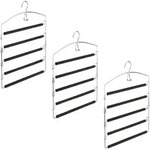 Relaxdays Hosenb&uuml;gel platzsparend, 3er Set Hosenkleiderb&uuml;gel mehrfach, Metall,
