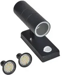 vidaXL LED-Wandleuchte Edelstahl Zylinderform Schwarz mit Sensor