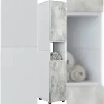 VCM Badm&ouml;bel Hochschrank Flandu Wei&szlig; / Beton-Optik H. 153 x B. 31 x T. 30 cm