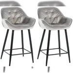 CLP 2er Set Barhocker Gibson grau/Samt