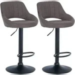 CLP 2er Set Barhocker Milet Stoff Stoff HBT: 85x47x48 cm Metall matt schwarz