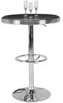 FineBuy Bartisch &Oslash; 60 cm American Diner Schwarz / Alu Design Bistrotisch...