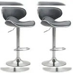 CLP 2er Set Barhocker Las Vegas Kunstleder grau/chrom