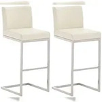 CLP 2er Set Barhocker Paros Kunstlederbezug creme