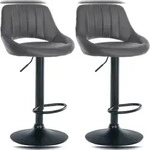 CLP 2er Set Barhocker Milet Kunstleder grau/Metall matt schwarz