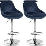CLP 2er Set Barhocker Lazio Samt blau/chrom