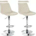 CLP 2er Set Barhocker Toni Kunstleder creme/Metall in Chromoptik