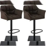 CLP 2er Set Barhocker Damaso Stoffbezug schwarz/braun
