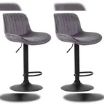 CLP 2er Set Barhocker Lentini Samt dunkelgrau/schwarz