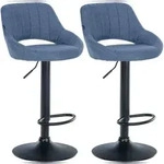 CLP 2er Set Barhocker Milet Stoff Stoff HBT: 85x47x48 cm Metall matt schwarz blau