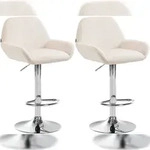CLP 2er Set Barhocker Braga Samt creme/Metall in Chromoptik