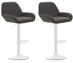 CLP 2er Set Barhocker Braga Stoff Stoff HBT: 89x51x52 cm dunkelgrau wei&szlig;