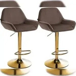 CLP 2er Set Barhocker Braga Gold Samt braun