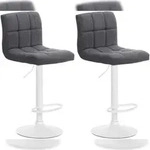 CLP 2er Set Barhocker Calma Stoff hellgrau/Metall matt weiss