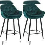 CLP 2er Set Barhocker Gibson Samt Sitzh&ouml;he 76 cm dunkelgr&uuml;n