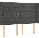 vidaXL Kopfteil mit Ohren Dunkelgrau 163x16x118/128 cm Samt