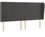 vidaXL Kopfteil mit Ohren Dunkelgrau 163x23x118/128 cm Samt