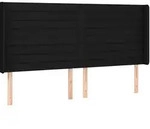 vidaXL Kopfteil mit Ohren Schwarz 183x16x118/128 cm Stoff