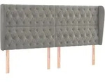 vidaXL Kopfteil mit Ohren Hellgrau 183x23x118/128 cm Samt