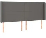 vidaXL Kopfteil mit Ohren Grau 203x16x118/128 cm Kunstleder