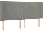 vidaXL Kopfteil mit Ohren Hellgrau 203x16x118/128 cm Samt
