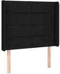 vidaXL Kopfteil mit Ohren Schwarz 93x16x118/128 cm Stoff