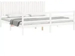 vidaXL Massivholzbett mit Kopfteil Wei&szlig; 200x200 cm