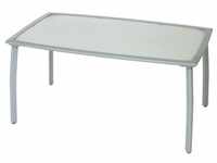 Merxx Tisch 150 x 90 cmsilbernes Gestell/matte GlasplatteAluminiumgestell