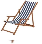 Erst-Holz Gartenliege blau-wei&szlig; Liegestuhl Sonnenliege Strandstuhl Deckchair...