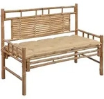 vidaXL Gartenbank mit Auflage 120 cm Bambus