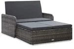 vidaXL 2-tlg. Garten-Lounge-Set mit Auflagen Poly Rattan Grau