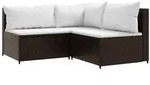 vidaXL 3-tlg. Garten-Lounge-Set mit Kissen Braun Poly Rattan